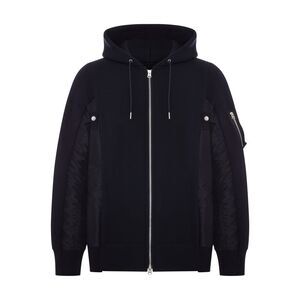 Sacai Men Cotton And Nylon Zip-Up Hoodie